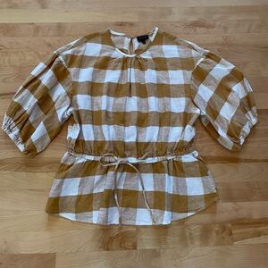 Who what wear tan gingham top size large